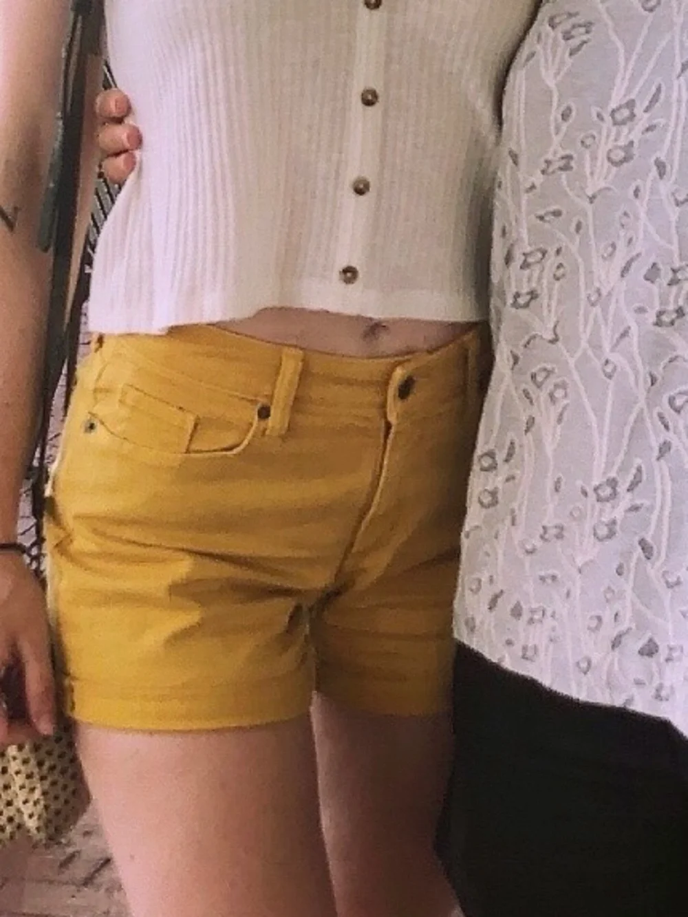 High Rise Midi Universal Thread shorts- Mustard yellow